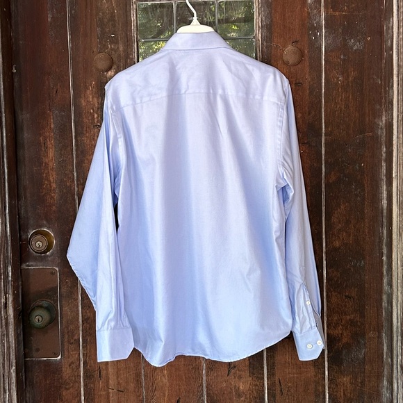 BUGATCHI | Cotton Classic Fit Light Blue Button Front Shirt Floral Flip Cuff - Picture 2 of 9